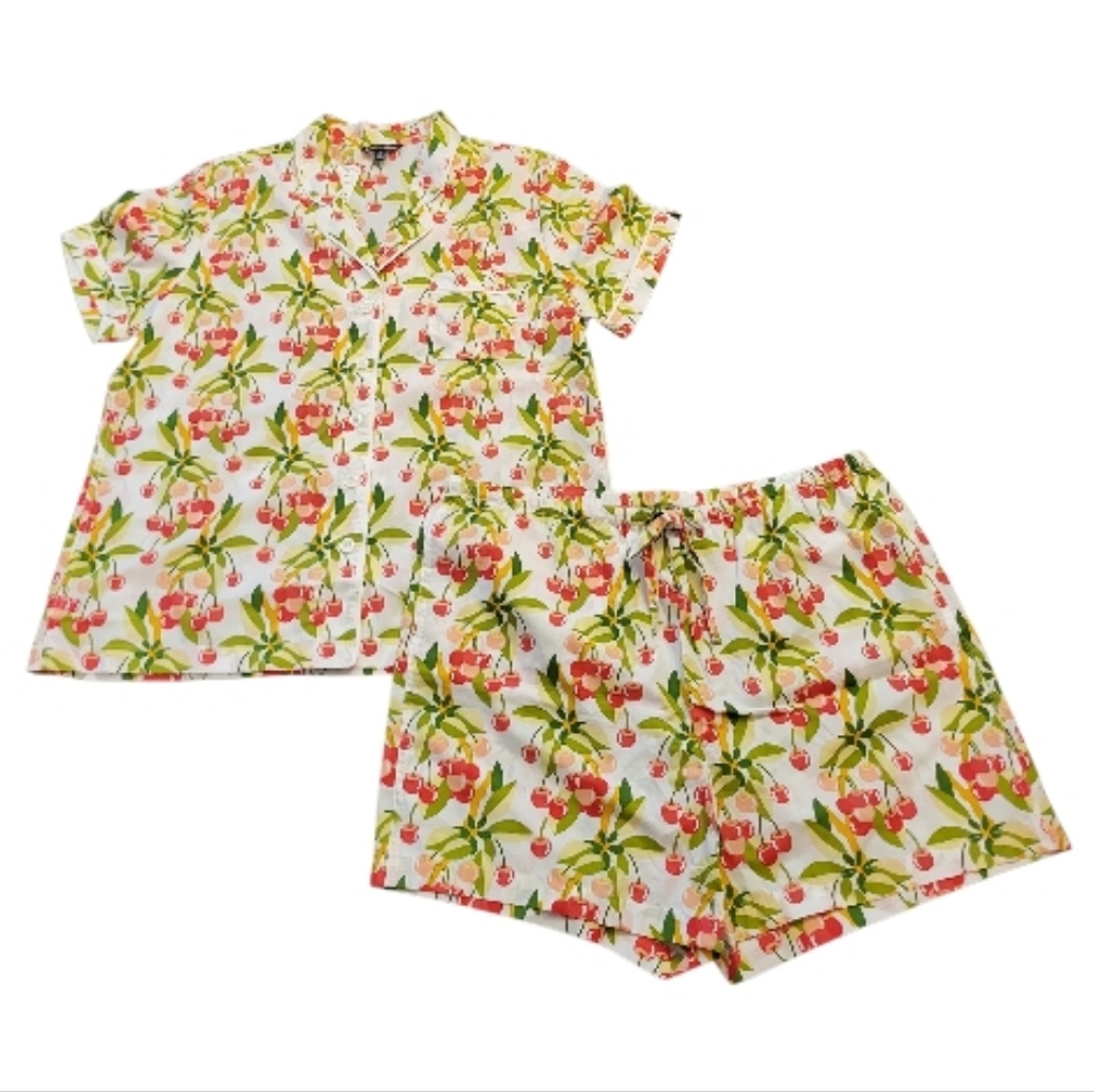 NWT Brooks Brothers Cherry Print Shorty Pajama Set - Size L